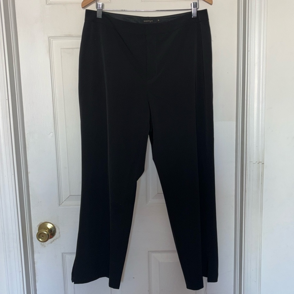 Womyn Cropped Side Slit Dress Pants Black Size 14